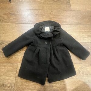 Old Navy Toddler Girls Ruffle Neck Peacoat, Black, Size 2T